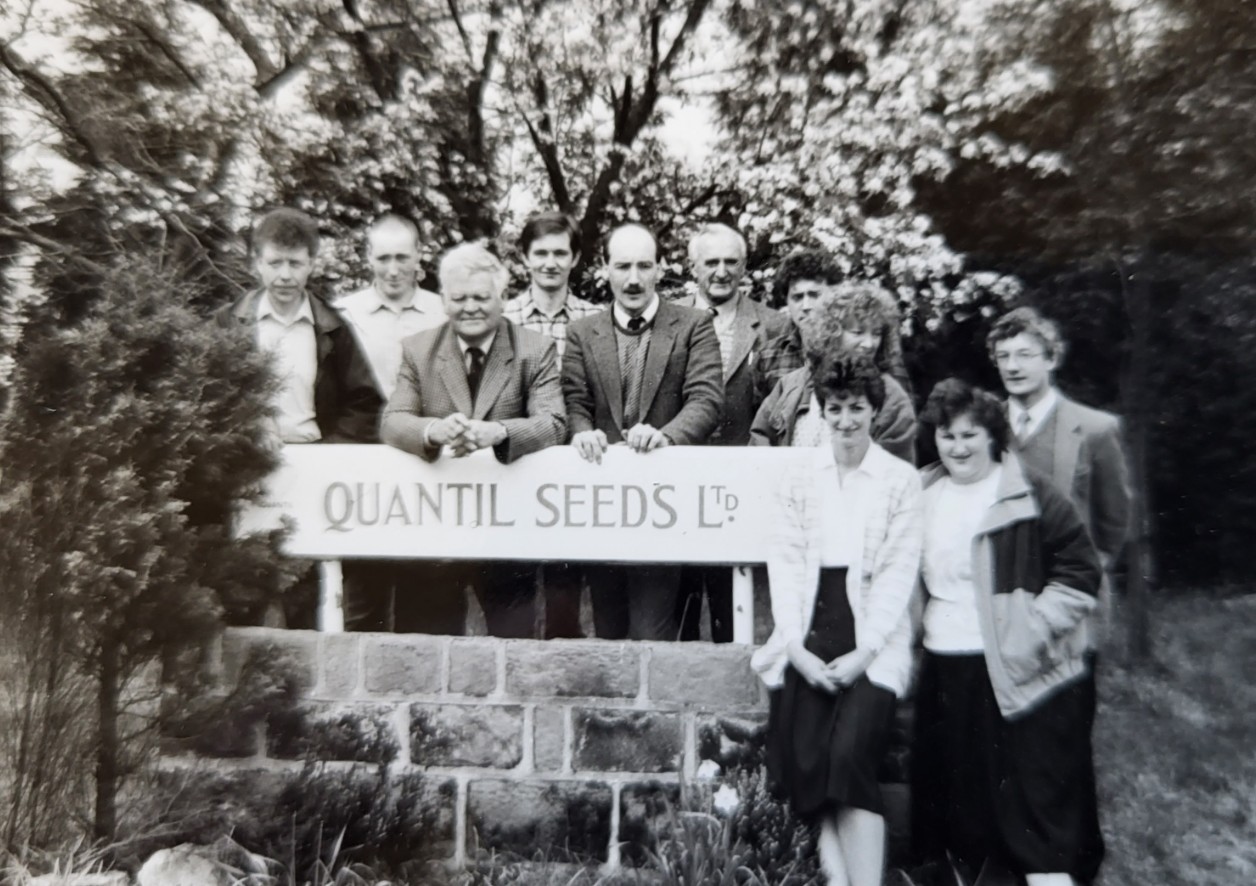 An old black and white photo of the team at Quantil Seeds Ltd